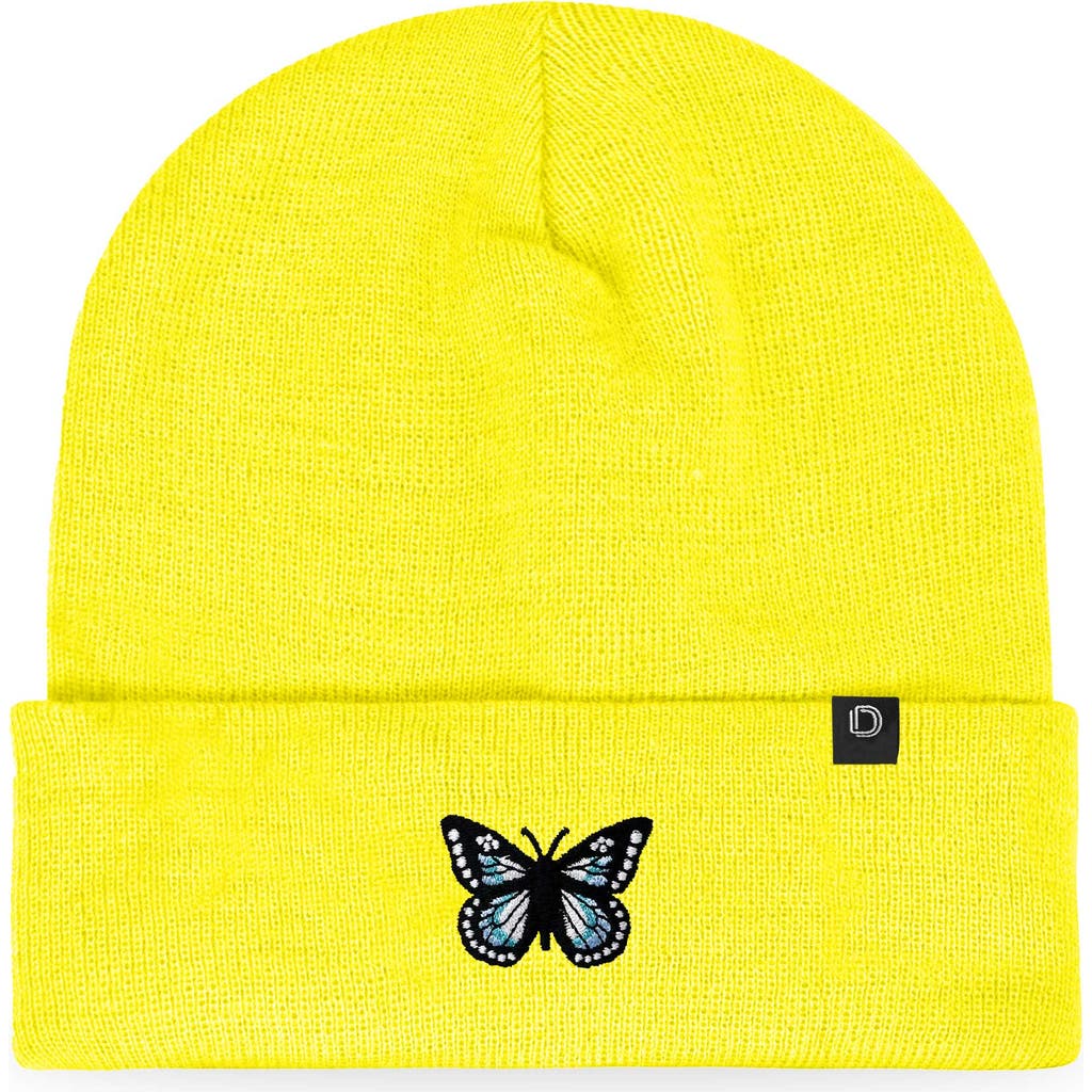 Dalix Butterfly Beanie In Neon Yellow