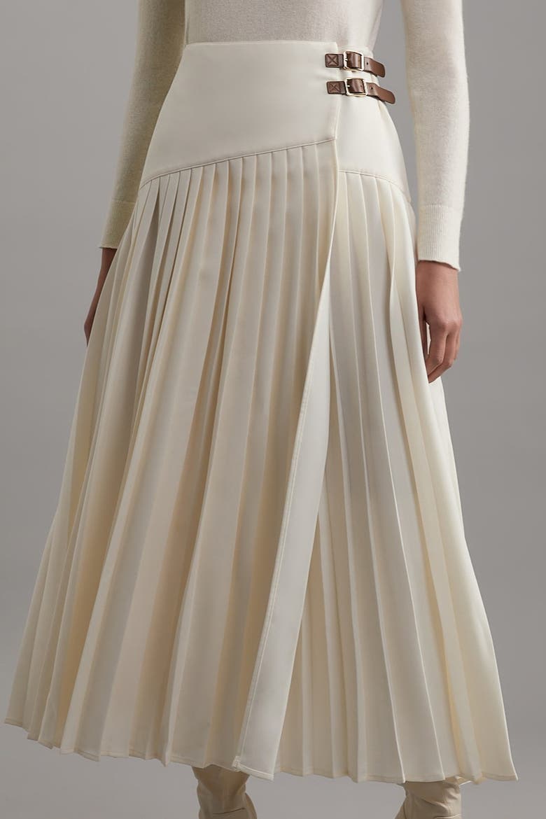 Buckle Detailed Maxi Skirt, Main, color, Ivory