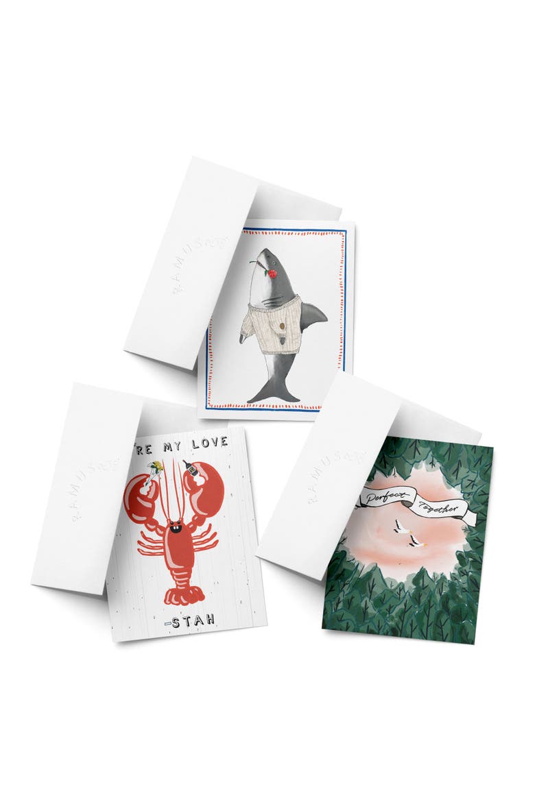 Love/Valentine's Assorted Greeting Card Pack (3ct) "Sharky Love, Lobstah, Perfect Together", Main, color, Multi-Pack