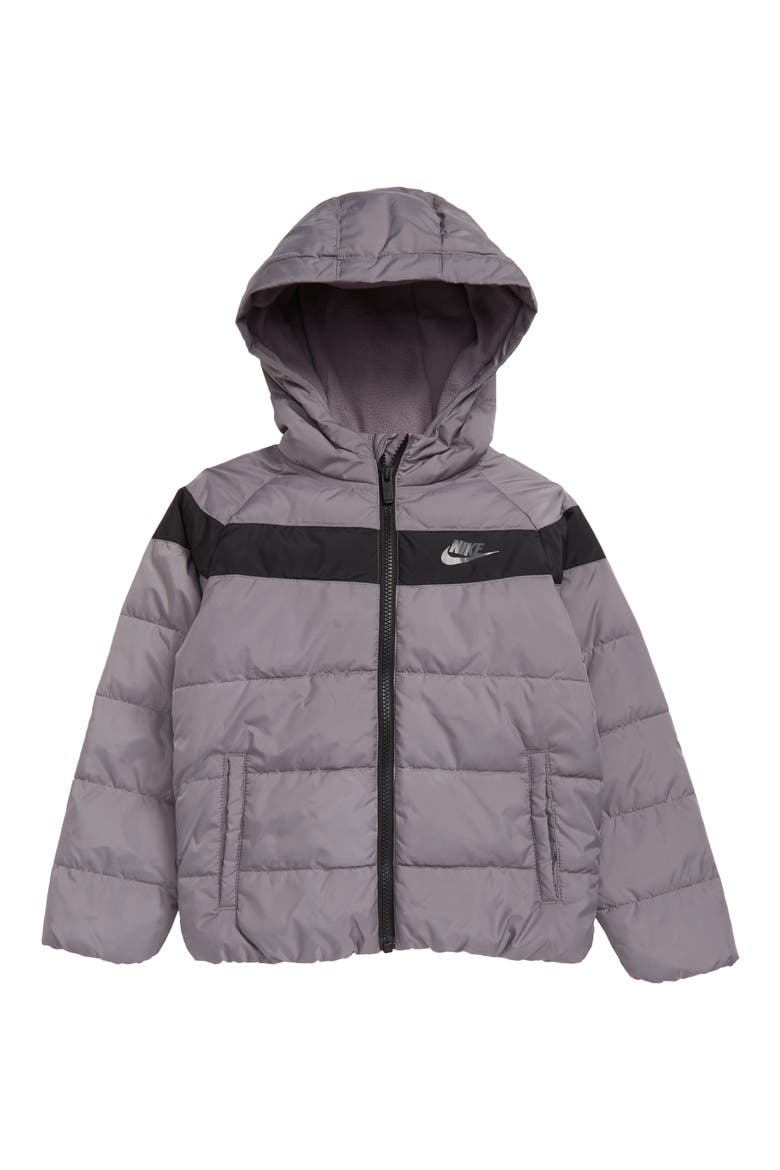 Kids' Sportswear Hooded Quilted Jacket, Main, color, PLATINUM