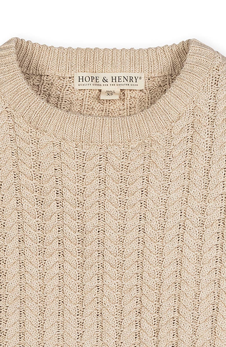 Hope & Henry Organic Peasant Sleeve Cable Sweater, Alternate, color, Oatmeal Heather