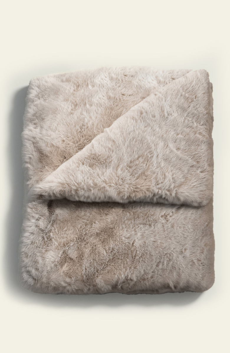 Italic Supercloud Ultraplush Faux Fur Throw Blanket, Alternate, color, Dune