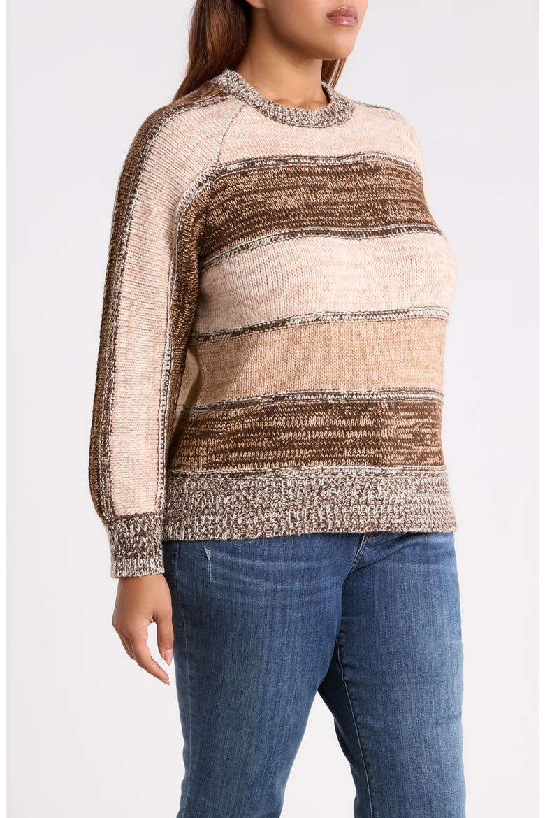 Mixed Stripe Sweater, Alternate, color, BROWN