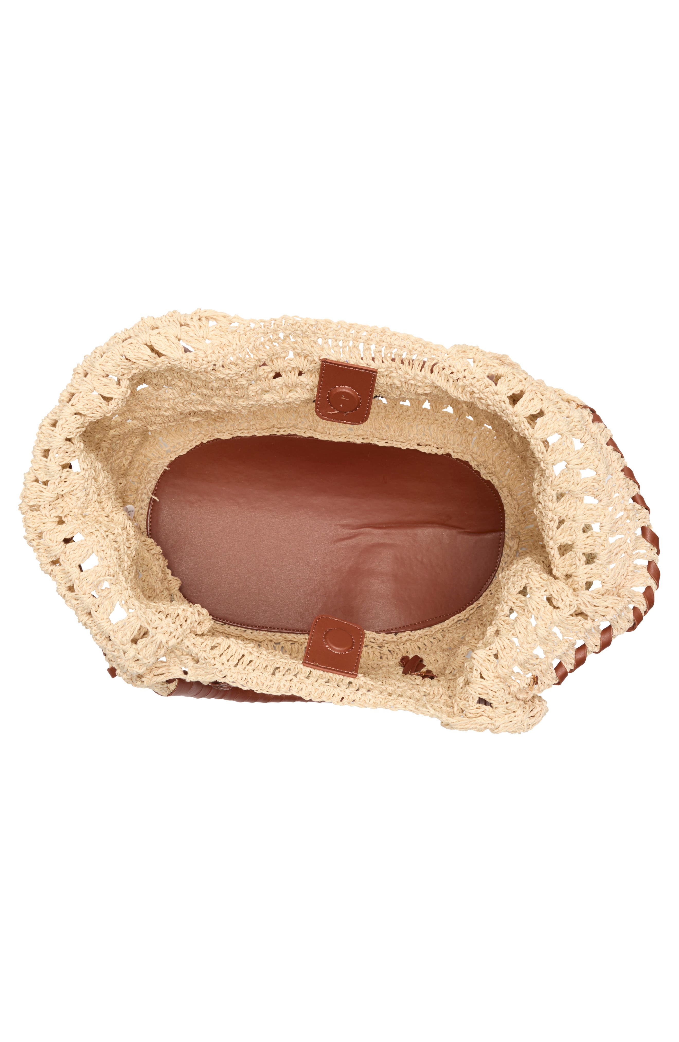Collection XIIX Crochet Raffia Tote Bag, Alternate, color, Cognac/ Natural