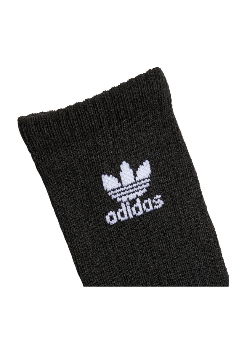 Kids' Trefoil 6-Pack Crew Socks, Alternate, color, WHITE/ BLACK