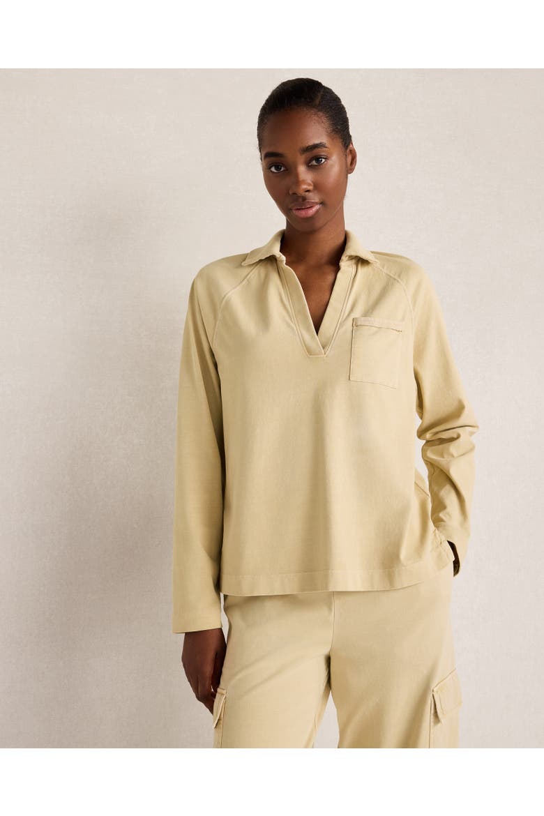 Garment-Dyed Organic Cotton Jersey Johnny Collar Top, Main, color, Garment Dye Cortado
