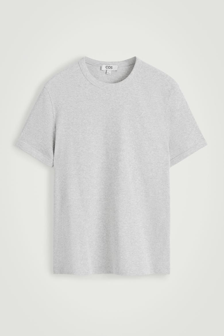 Slim Ribbed Cotton T-Shirt, Alternate, color, LIGHT GRAY
