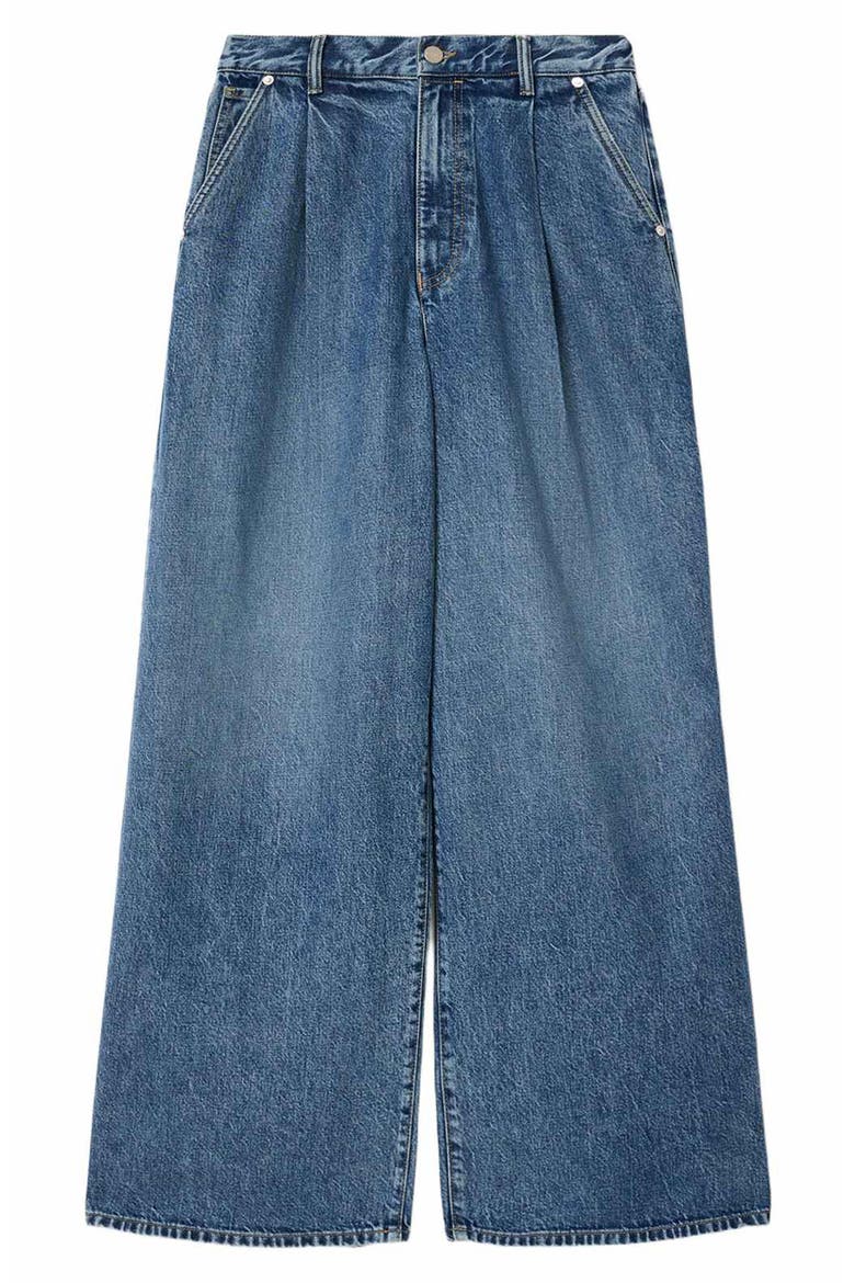 Haze Pleated Wide Leg Jeans, Main, color, MID INDIGO