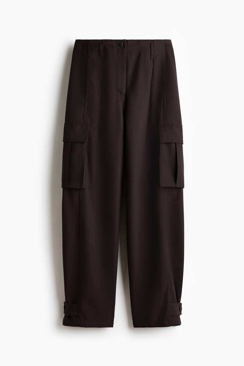 Barrel-leg Cargo Trousers, Alternate, color, Dark brown