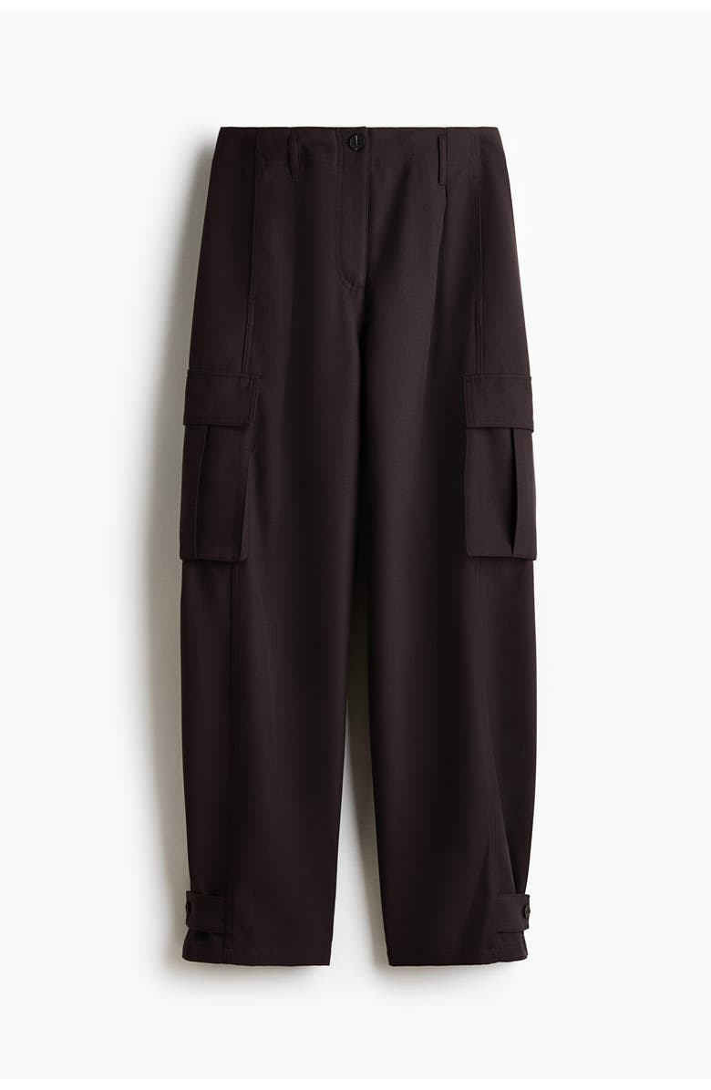 H&M Barrel-leg Cargo Trousers, Alternate, color, Dark Brown