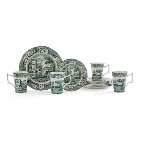 Green Italian 12 Piece Dinnerware Set, Service for 4