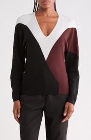 Reiss June Colorblocked V-Neck Sweater