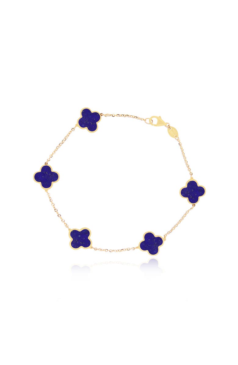 The Lovery Fine Jewelry Small Lapis Clover Bracelet, Main, color, Lapis