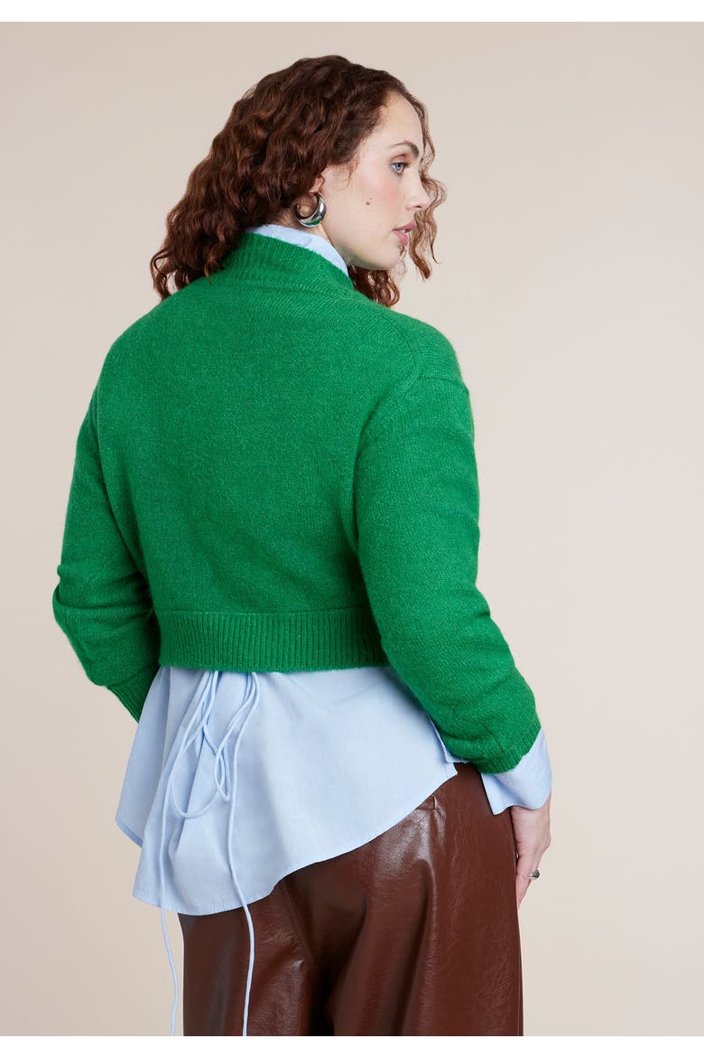 V Neck Cropped Sweater, Alternate, color, VERDANT GREEN
