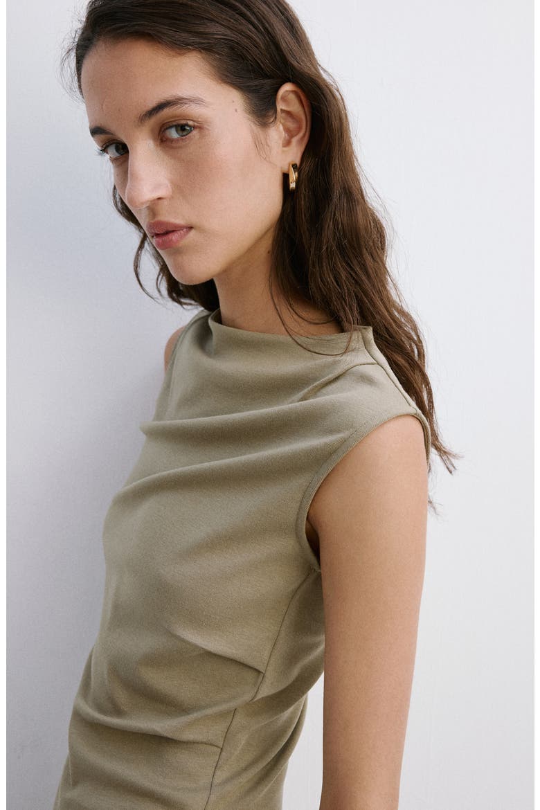 Asymmetric Cut Draped Midi Dress, Alternate, color, KHAKI GREEN