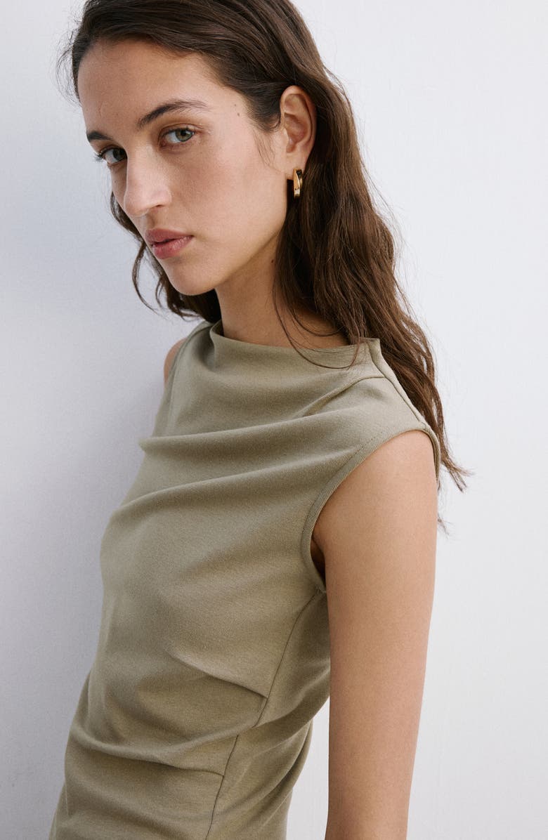MANGO Asymmetric Cut Draped Midi Dress, Alternate, color, 