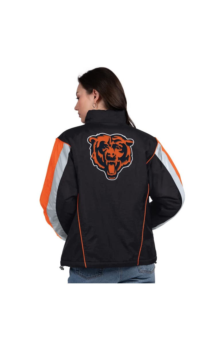 STARTER Women's Starter Black/Orange Chicago Bears Thursday Night Gridiron Half-Zip Jacket, Alternate, color, Black