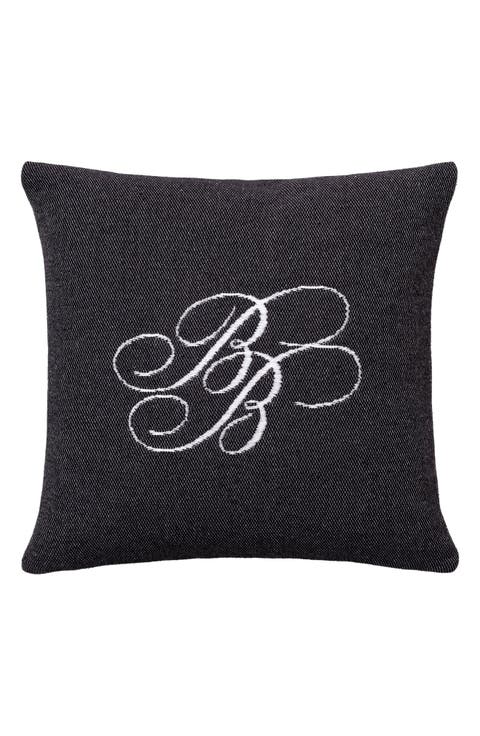 Monogram Logo Cotton Throw Pillow