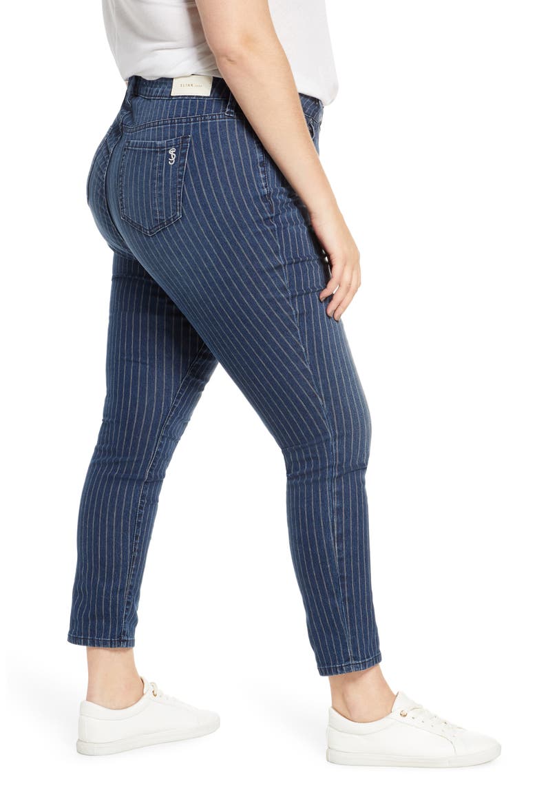 High Waist Pinstripe Ankle Jeans, Alternate, color, JENNA
