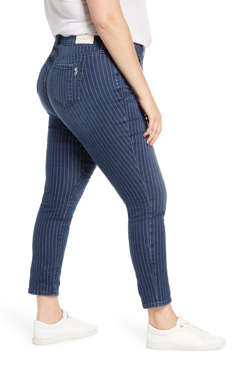 SLINK Jeans High Waist Pinstripe Ankle Jeans, Alternate, color, 