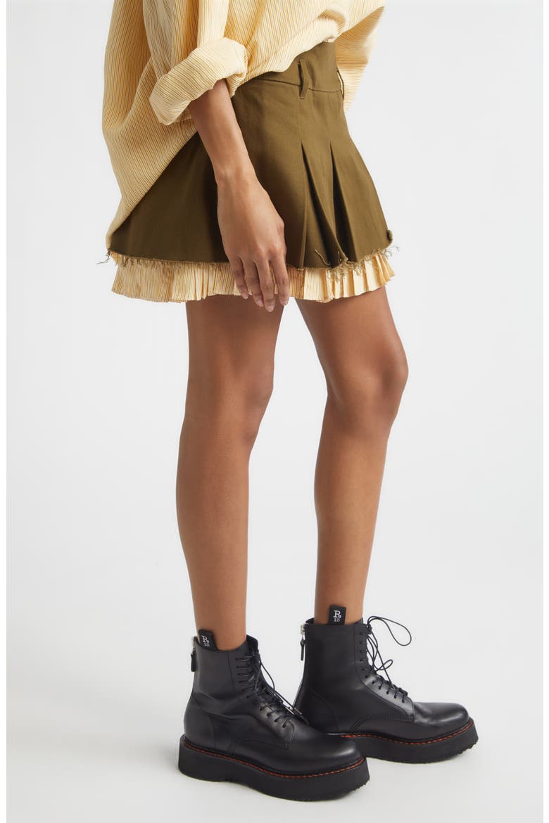 Pleated Layered Miniskirt, Alternate, color, OLIVE GREEN