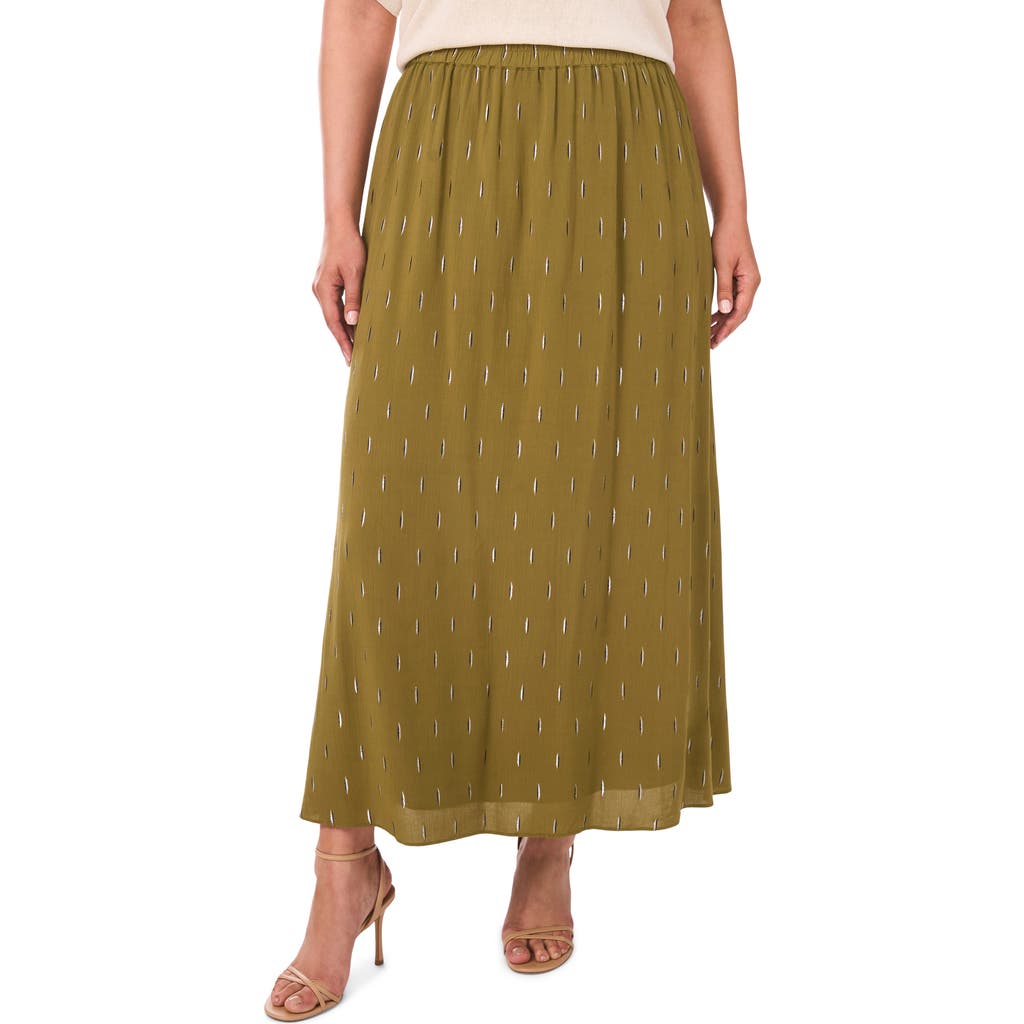 Halogen ® Metallic Accent Pull-on Midi Skirt In Green