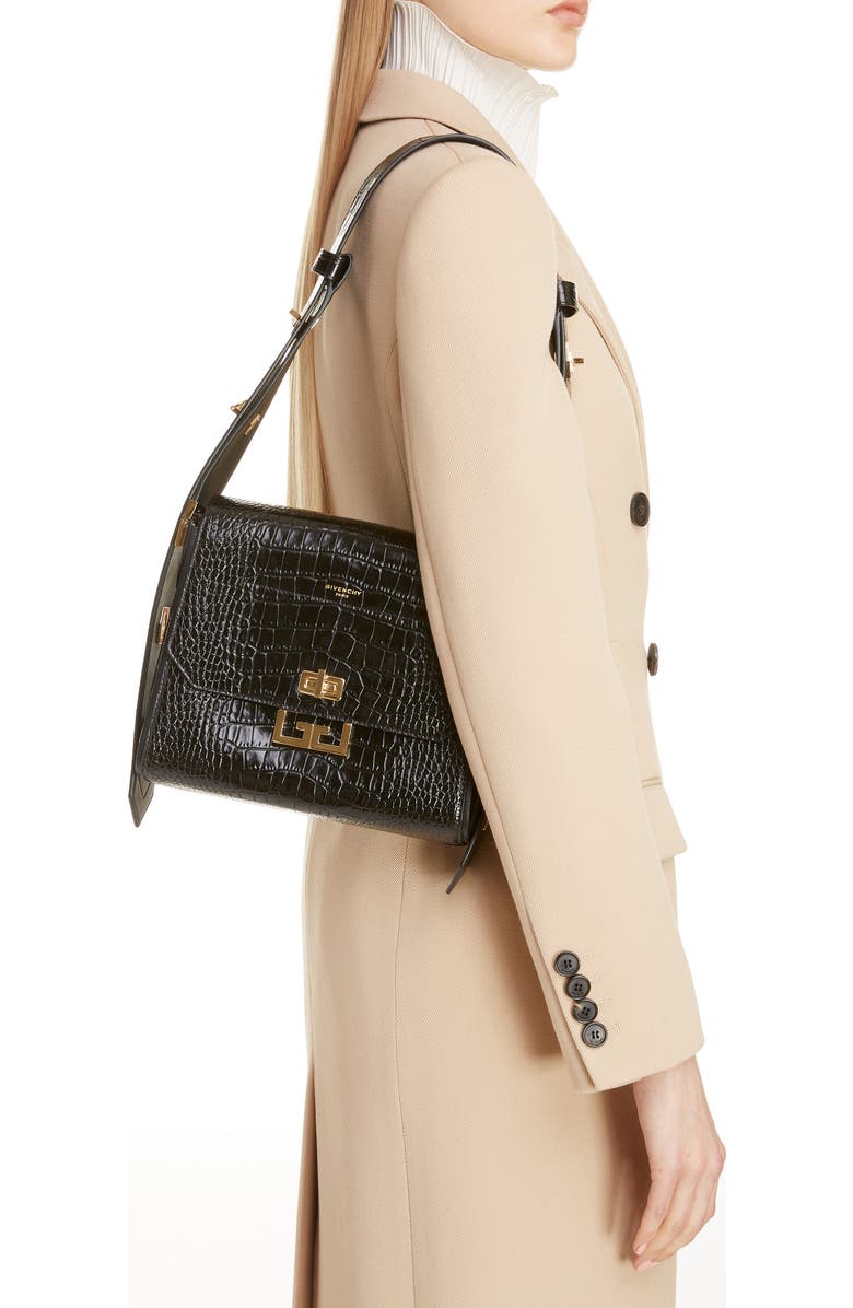 Givenchy Medium Eden Croc Embossed Leather Shoulder Bag, Alternate, color,