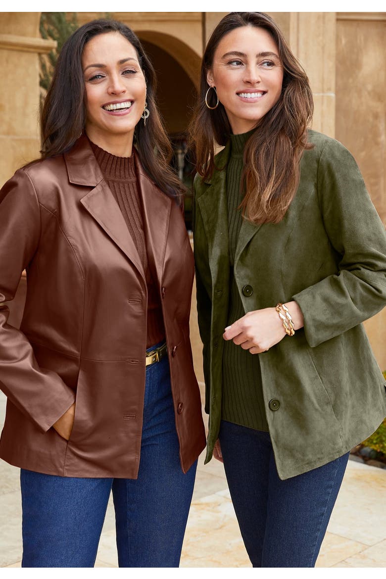 Leather Blazer, Alternate, color, RICH BROWN