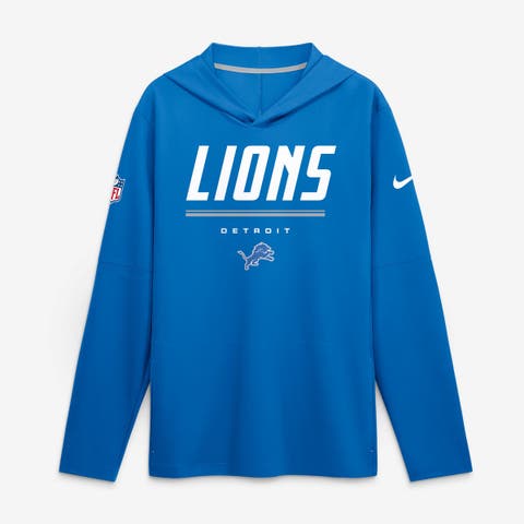 Men's Nike Blue Detroit Lions Sideline Game On Lightweight Long Sleeve Hooded Dri-FIT Top