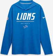 Nike Men's Nike Blue Detroit Lions Sideline Game On Lightweight Long Sleeve Hooded Dri-FIT Top