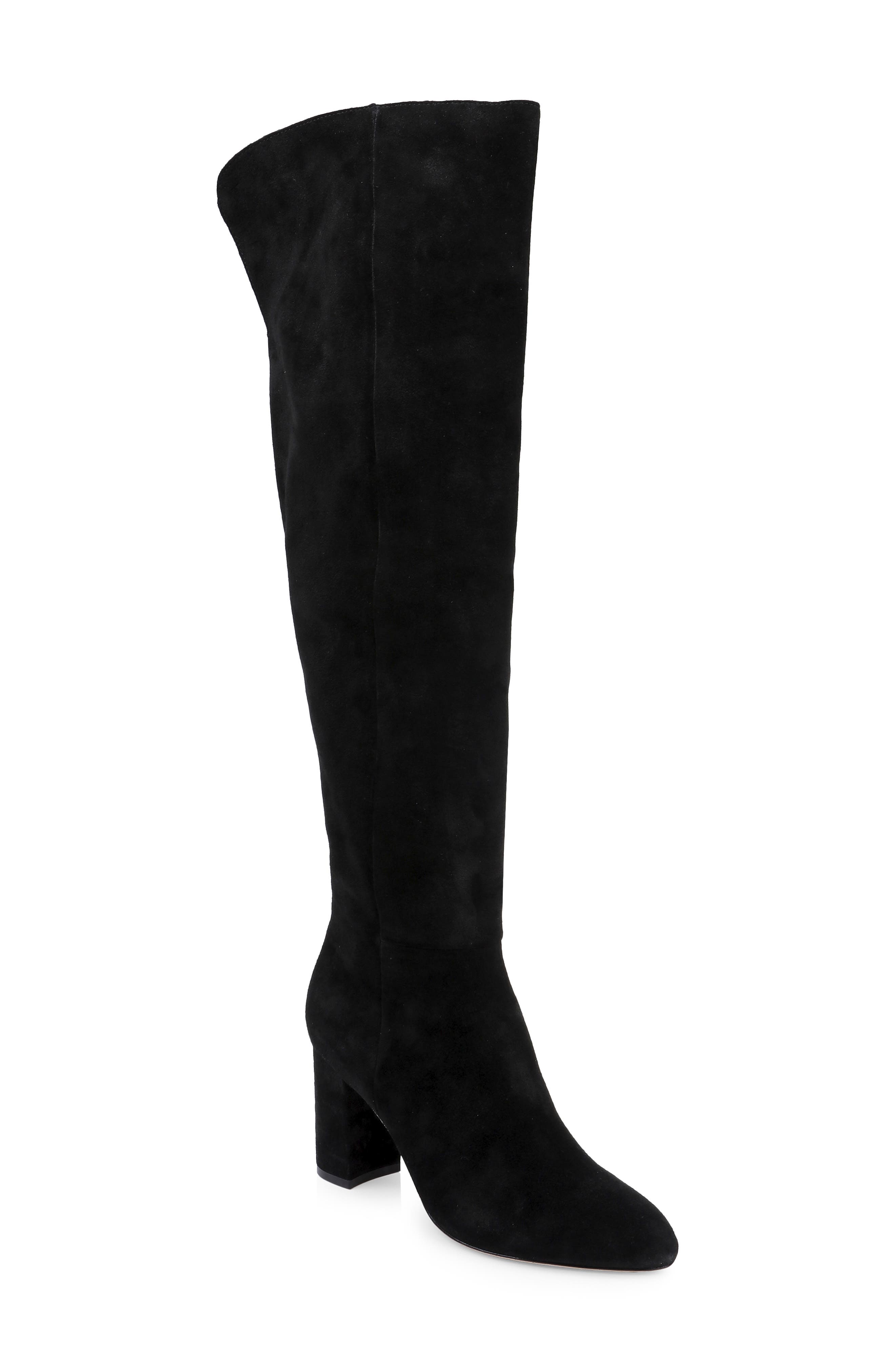 Jackson Over the Knee Leather Boot, Main, color, BLACK SUEDE