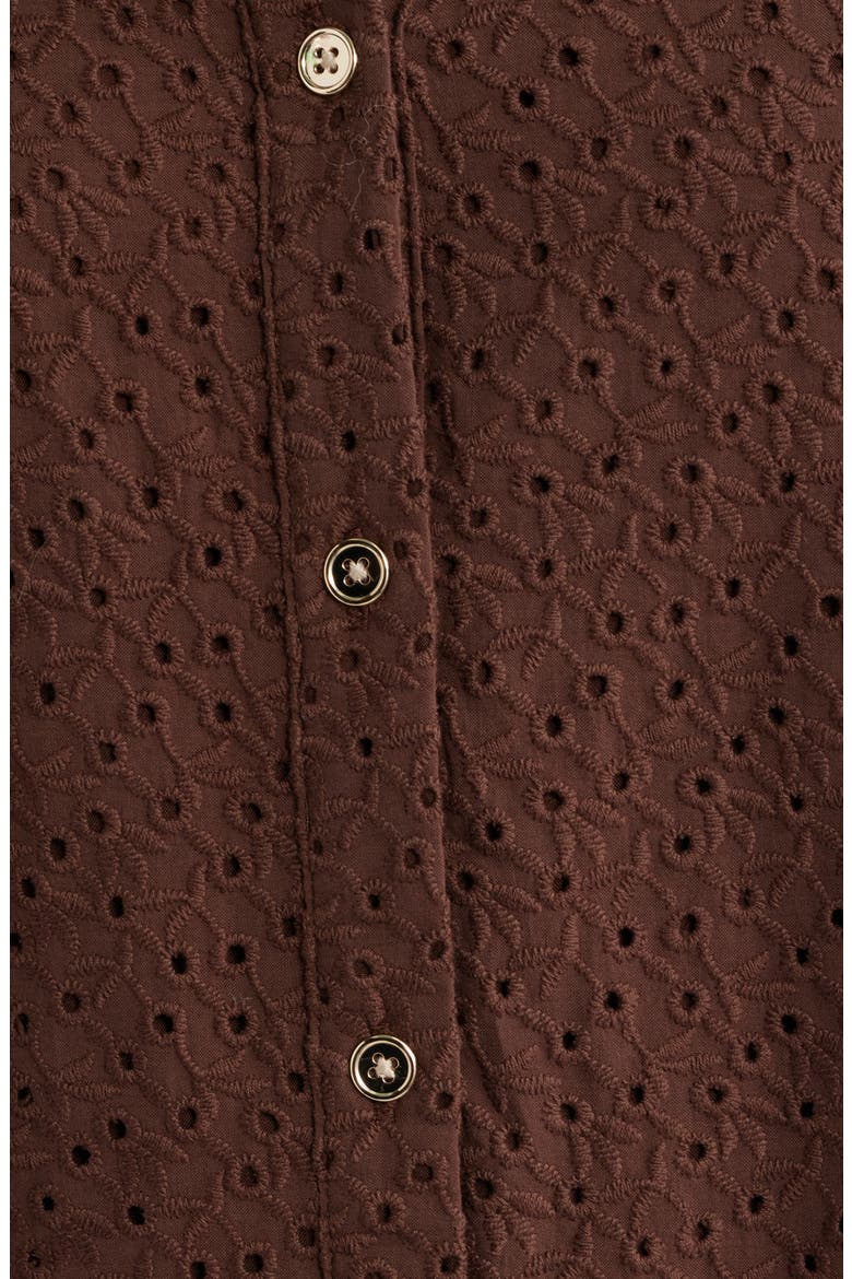 Eyelet Tiered Dress, Alternate, color, DARK CHOCOLATE
