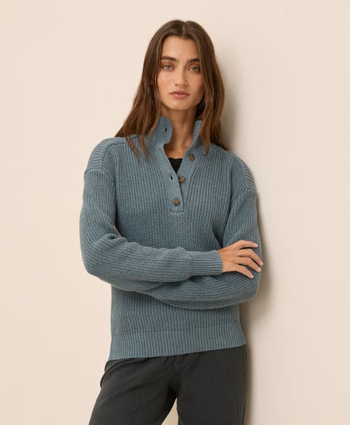 Pact Luxe Knit Henley Sweater In Gray