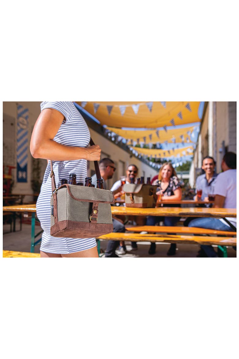Beer Caddy Cooler Tote with Opener, Alternate, color, KHAKI