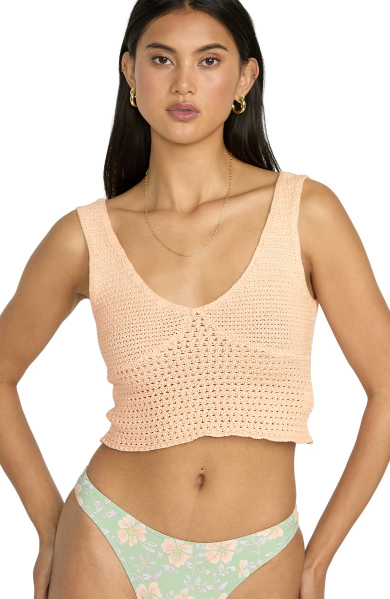 Billabong Cade Open Stitch Sweater Tank, Alternate, color, Light Peach
