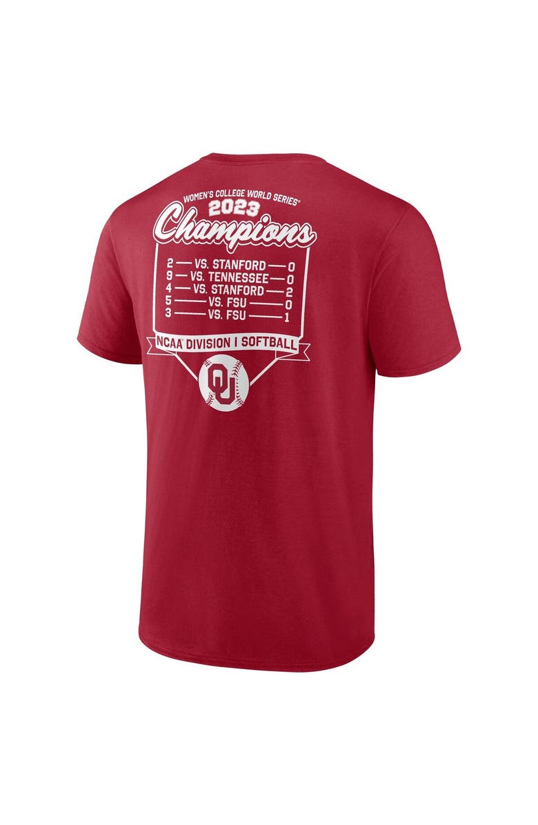 FANATICS Unisex Fanatics Branded  Crimson Oklahoma Sooners 2023 NCAA Softball Women's College World Series Champions Schedule T-Shirt, Alternate, color, 