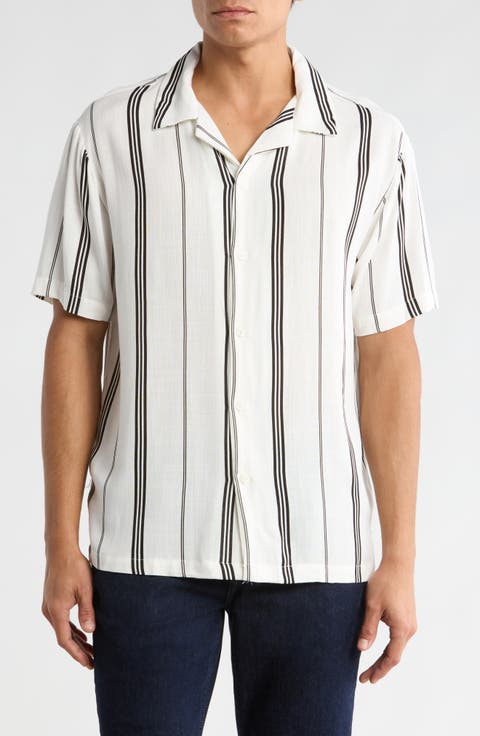 Relaxed Fit Stripe Camp Shirt