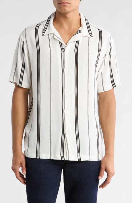 DENIM AND FLOWER Relaxed Fit Stripe Camp Shirt