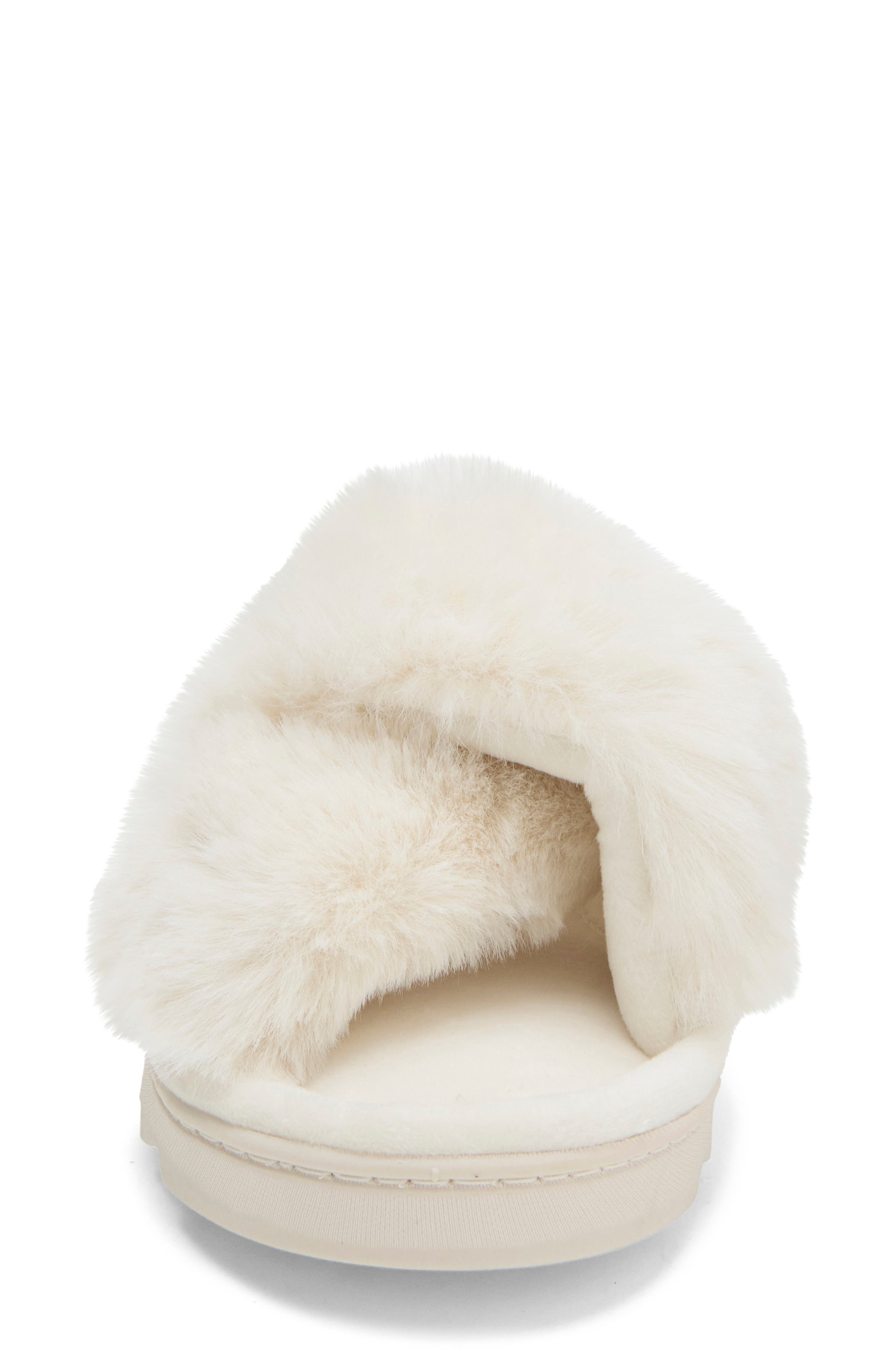 Diana Faux Fur Crossband Slide Slipper, Alternate, color, MUSLIN