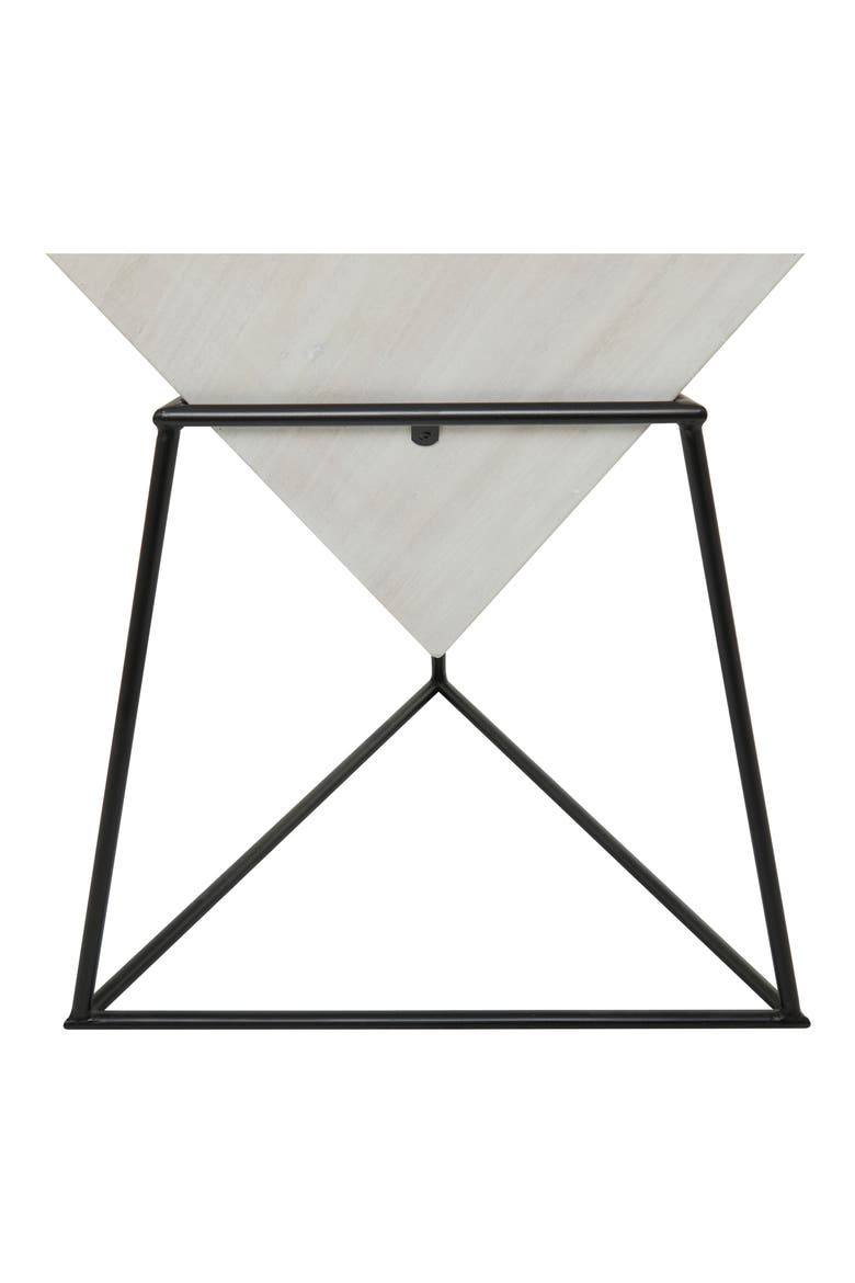 White Wood Modern Accent Table with Black Metal Stand, Alternate, color, BLACK