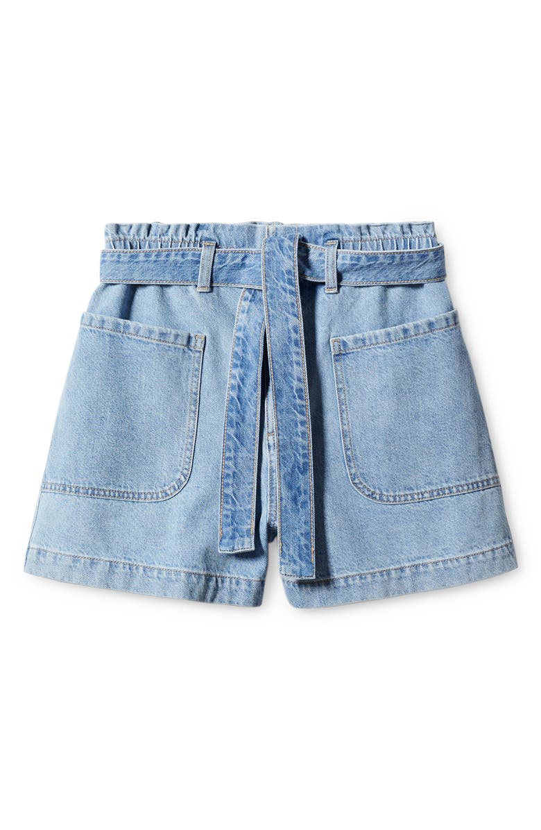 MANGO Denim Paperbag Shorts, Alternate, color,