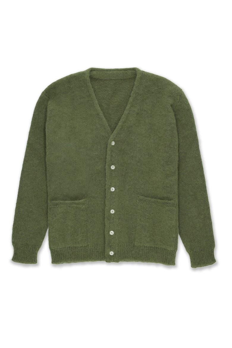 Teddy Patch Pocket Cardigan, Main, color, GREEN
