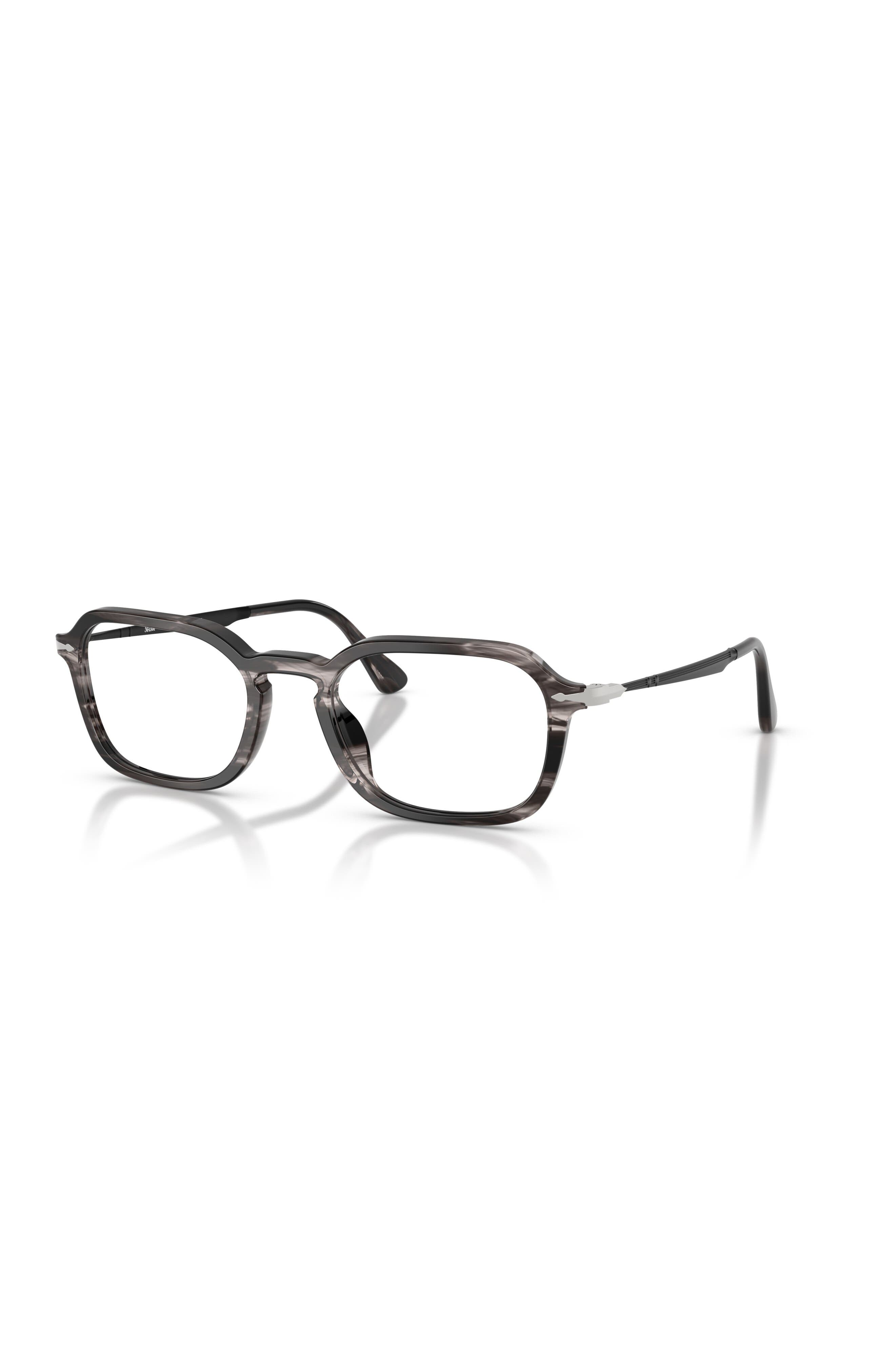 Persol 52mm Rectangle Optical Glasses In Gray