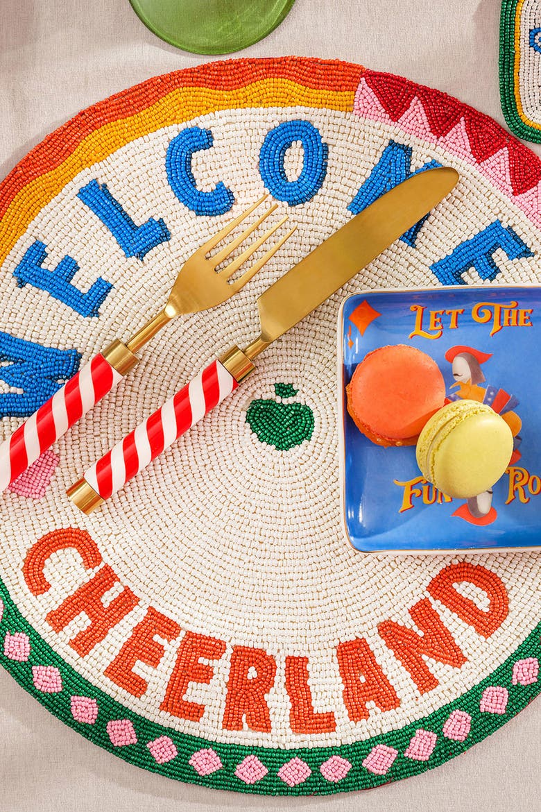 Dadri Beadded Placemat Cheerland 14 In, Alternate, color, White