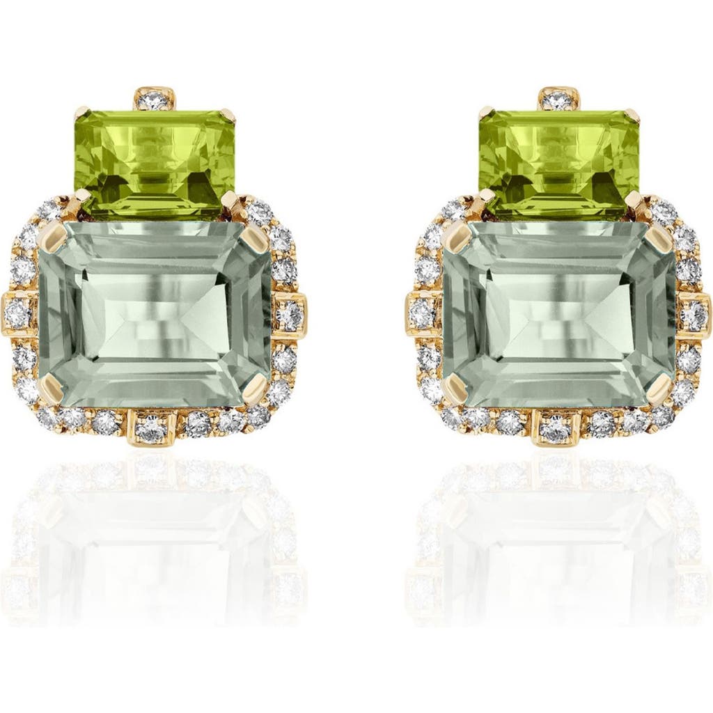 Goshwara Gossip Semiprecious Stone Stud Earrings In Green