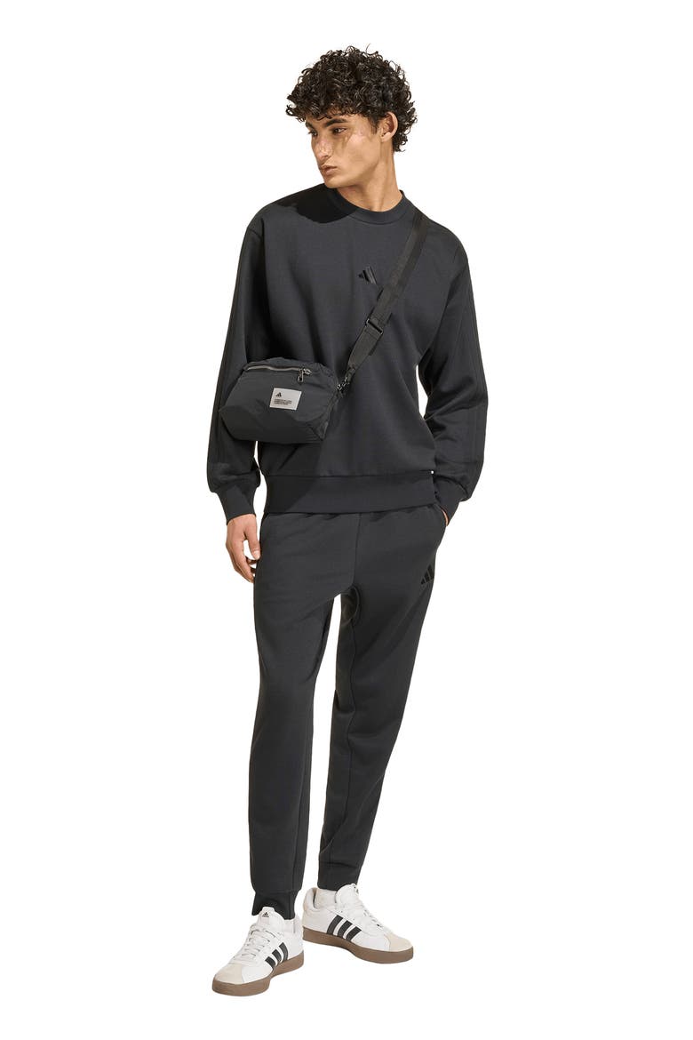 Essentials 3-Stripes Fleece Joggers, Alternate, color, BLACK/ BLACK