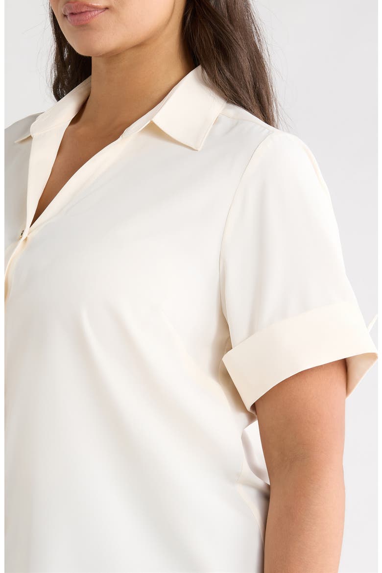 Short Sleeve Button-Up Shirt, Alternate, color, WHITE DOVE