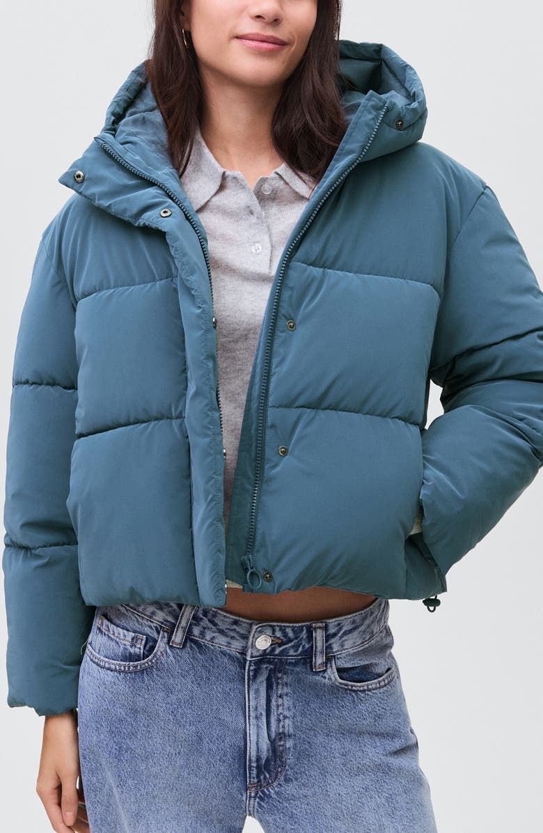 MANGO TEEN Hooded Puffer Jacket, Main, color, Blue
