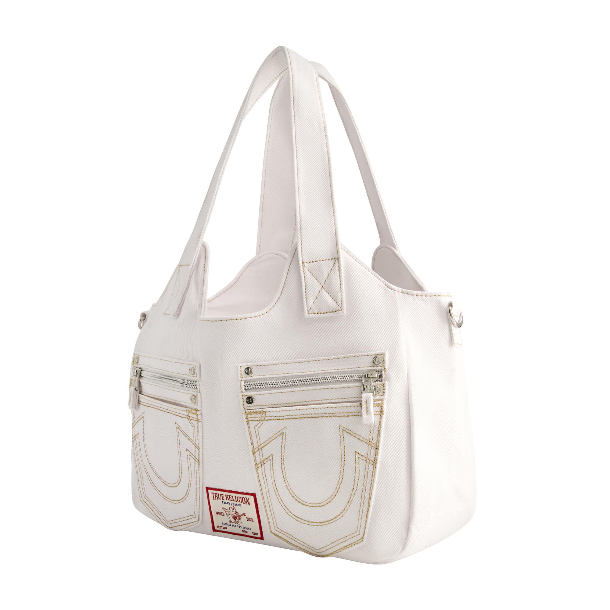 True Religion Horseshoe Stitch Satchel, Alternate, color, White