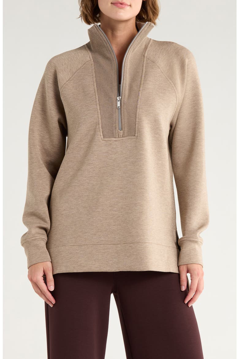 Air Essentials Brushed Half-Zip Sweatshirt, Main, color, BIRCH HEATHER